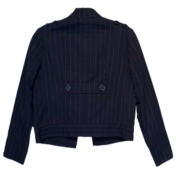 Marc Jacobs Pinstripe Military Style Cropped Jacket Navy - Picture 2 of 9